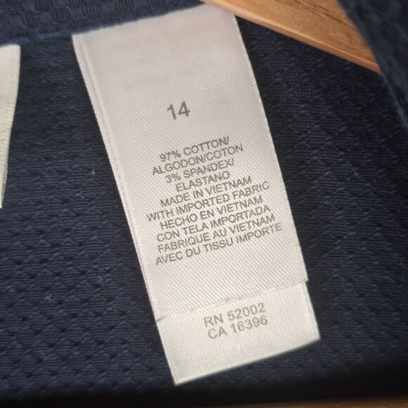 Liz Claiborne Textured Navy Blue Cropped Blazer Classic Waist Length Size 14 - Picture 6 of 16